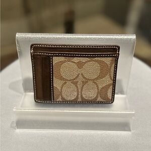 Coach Brown and Tan Signature Card Holder